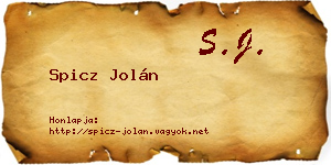 Spicz Jolán névjegykártya